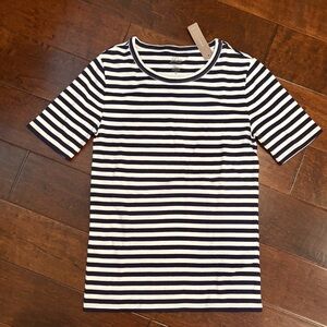 NWT J. Crew Perfect Fit Blue and White Striped Short Sleeve Tee